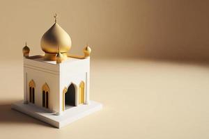 Mini empty mosque islamic minimalist 3d rendering realistic background photo