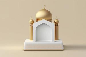 Mini empty mosque islamic minimalist 3d rendering realistic background photo