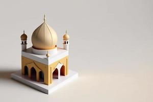 Mini empty mosque islamic minimalist 3d rendering realistic background photo