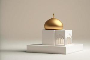 Mini empty mosque islamic minimalist 3d rendering realistic background photo