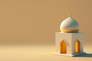 Mini empty mosque islamic minimalist 3d rendering realistic background photo