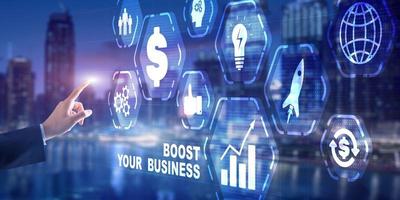Boost Your Business. Finance Internet Technology concept photo