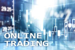 Online trading, FOREX, Investment concept on blurred business center background. photo