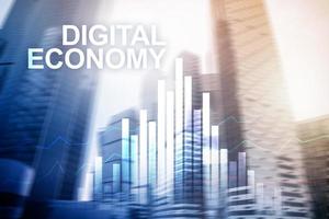 DIgital economy, financial technology concept on blurred background. photo