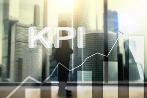 KPI - Key performance indicator graph on blurred background. photo