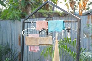 stained rag dry on clothes line photo
