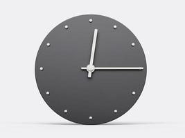 Simple clock gray 12 15 Quarter past twelve o clock. Modern Minimal Clock. 3D illustration photo