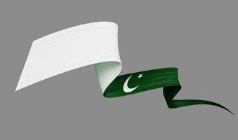 14 de agosto feliz día de la independencia de pakistán. celebración del día de la independencia. ondeando la bandera de Pakistán. ilustración 3d foto