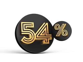 Royal Gold Modern Font. Elite 3D Digit Letter 54 Fifty Four percent on Black 3d button icon 3d Illustration photo