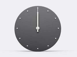 Simple clock gray 12 o'clock o clock. Modern Minimal Clock. 3D illustration photo
