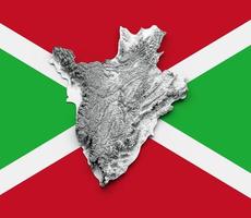 Burundi Map Burundi Flag Shaded relief Color Height map on white Background 3d illustration photo