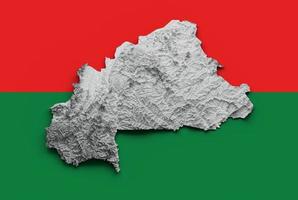 Burkina Faso Map Burkina Faso Flag Shaded relief Color Height map on white Background 3d illustration photo