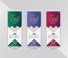 Creative travel and tourism roll up banner template design vector