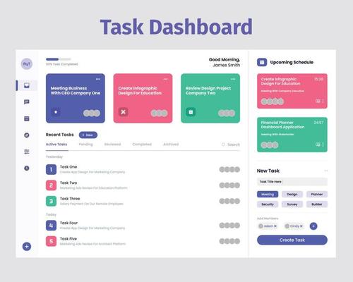 Task Dashboard UI Kit. Suitable for task, activity and project purpose.