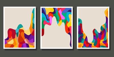 collection of liquid abstract posters full color vector