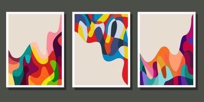 collection of liquid abstract posters full color vector