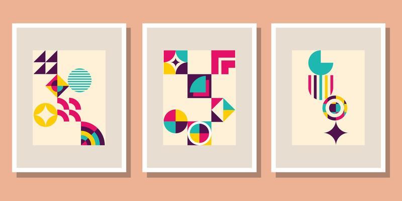 Abstract Bauhaus geometric pattern background vector circle