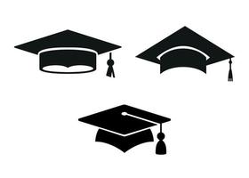 Graduation hat cap icons set. Graduate college or university cap set illustration vector