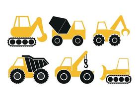 tractor set construction machinery icons vector illustration isolated