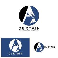 Home And Exhibition Curtain Logo Design, Building Decoration Vector Illustration