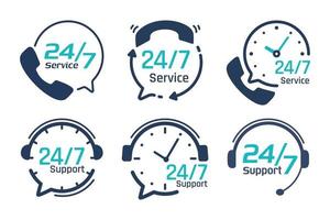 24 hour service icon.Speech bubbles. Phone support consulting customer problems. vector