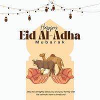 Brown Minimalist Eid al-adha Mubarak. vector
