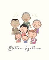 Cartoon Happy Family Character Vector, better together with family. vector