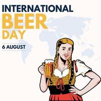 Beautiful Woman Illustration National Beer Day vector