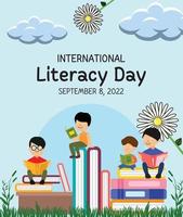 Blue and Purple Illustration International Literacy Day vector