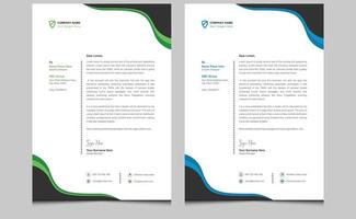 Simple clean abstract minimal elegant creative modern corporate identity professional unique office business letterhead design template blue green black colors variation.
