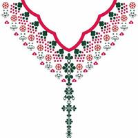 Neckline  geometric embroidery designs For the fabric surface, fashionable women wear. vector