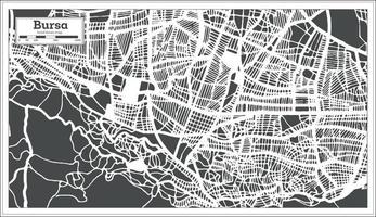 mapa de la ciudad de bursa turquía en estilo retro. esquema del mapa. vector