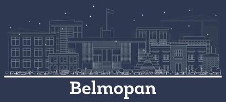 Outline Belmopan Belize City Skyline with White Buildings. vector