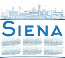 Outline Siena Tuscany Italy City Skyline with Blue Buildings and Copy Space. vector