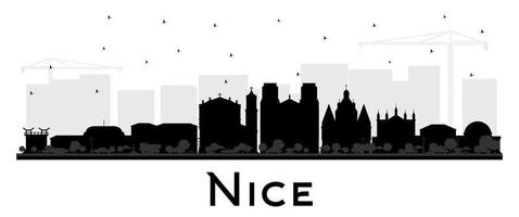 Nice France City Skyline Silhouette with Black Buildings Isolated on White. vector