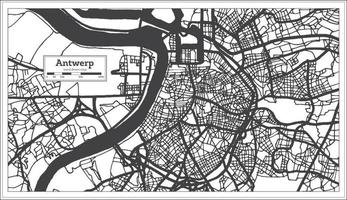 Antwerp Belgium City Map in Black and White Color. Outline Map. vector