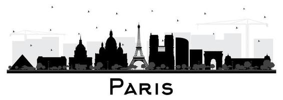 Paris France City Skyline Silhouette with Black Buildings Isolated on White. vector