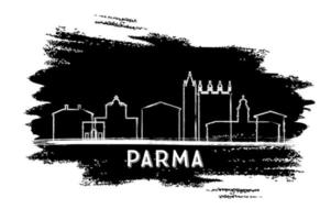 Parma Italy City Skyline Silhouette. Hand Drawn Sketch. vector