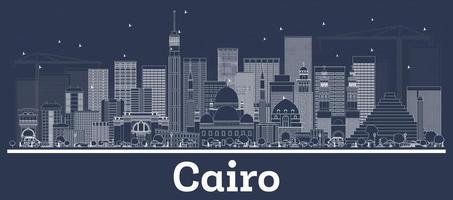 delinear el horizonte de la ciudad de el cairo egipto con edificios blancos. vector