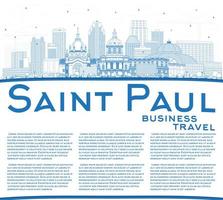 Outline Saint Paul Minnesota City Skyline with Blue Buildings and Copy Space. vector