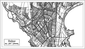 Dakar Senegal City Map in Retro Style. Outline Map. vector