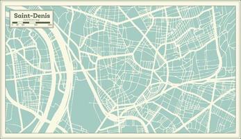 mapa de la ciudad de saint-denis francia en estilo retro. esquema del mapa. vector