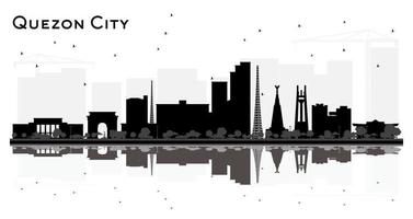 Quezon City skyline silhouette with black buildings isolated on white. vector