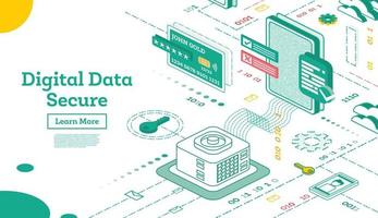 transferir datos de la base de datos al teléfono inteligente o tableta. vector