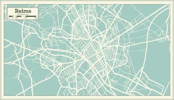 Reims France City Map in Retro Style. Outline Map. Vector Illustration.