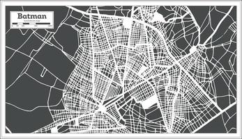 mapa de la ciudad de batman turquía en estilo retro. esquema del mapa. vector