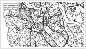 Vila Nova de Gaia Portugal City Map in Retro Style. Outline Map. vector