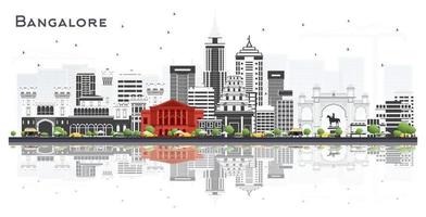 Bangalore India City Skyline with Gray Buildings Isolated on White. vector