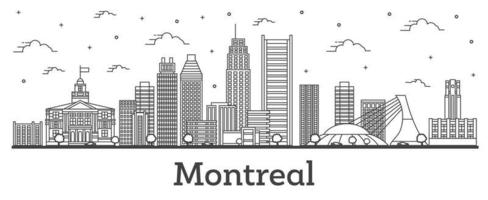 delinear el horizonte de la ciudad de montreal canadá con edificios modernos aislados en blanco. vector