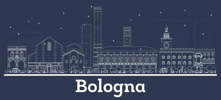 delinear el horizonte de la ciudad de Bolonia, Italia, con edificios blancos. vector